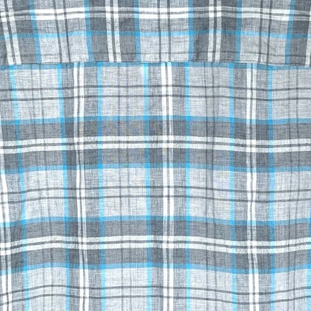 Frank & Eileen Relaxed Fit Eileen Button-Up Shirt Blue White Linen Top Large L - Picture 4 of 7